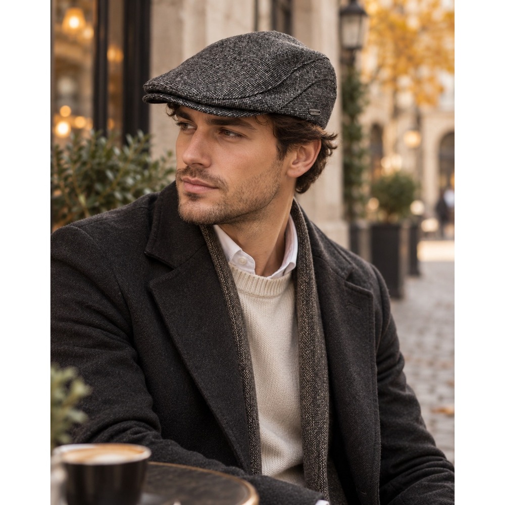 OKSDFOX Flat Cap Gray Tweed Adjustable Snap Back Ivy Newsboy Hat #1558